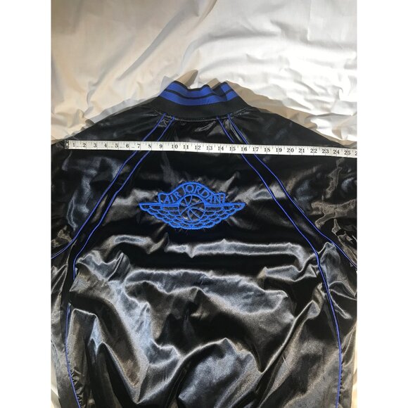 Air Jordan 1 Wings Retro Royal Authentic Black Satin Jacket - Picture 7 of 9